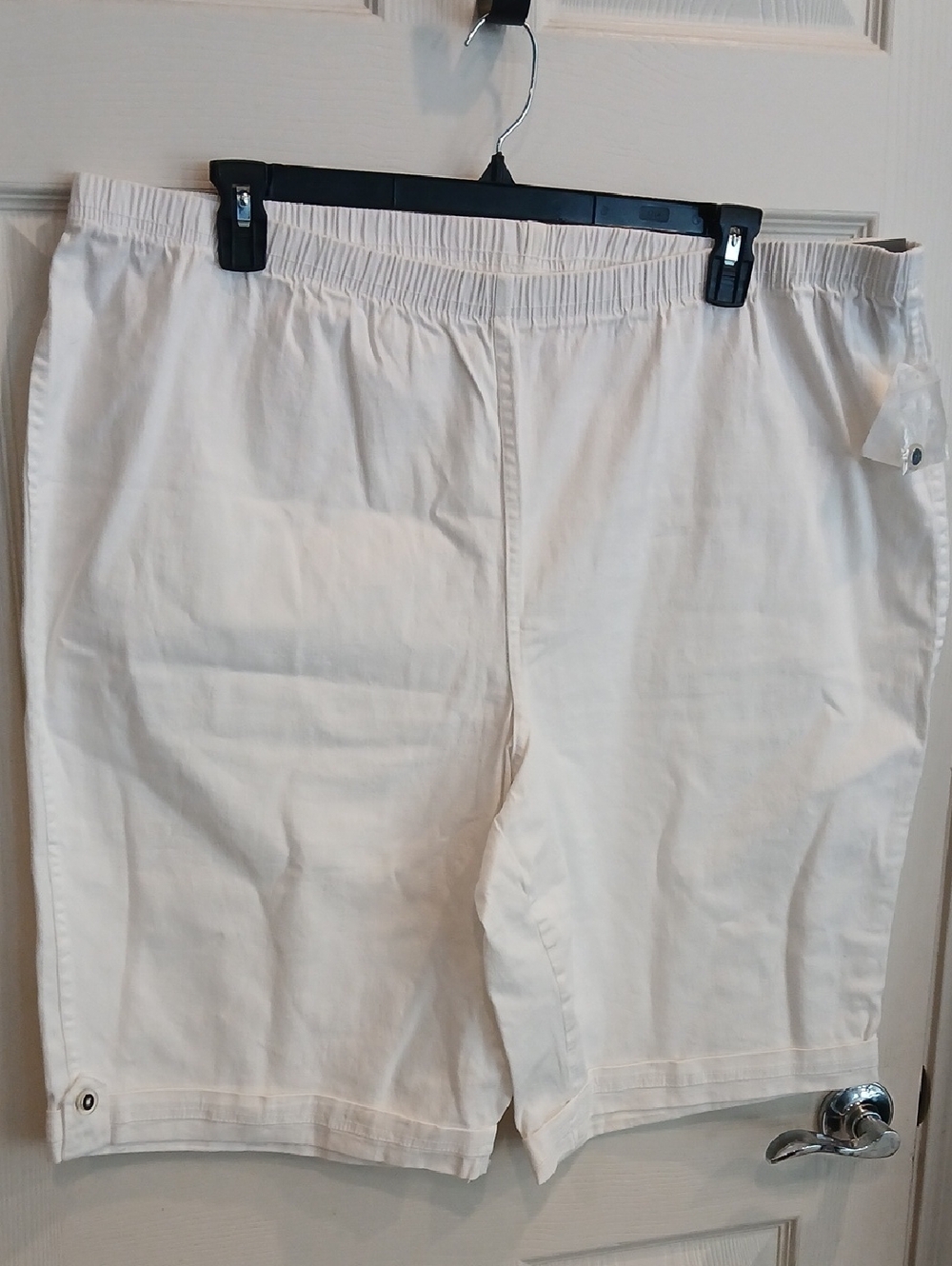 Essentials White Elastic Waist Shorts